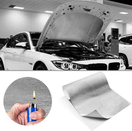 Amylove 1 Pcs 24'' x 48'' Aluminized Heat Shield Thermal Barrier Adhesive Backed Heat Blanket Wrap Fiberglass Insulation Reflective Material High Temp Protection for Exhaust Wood Fireplace Stove
