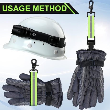 4 Pcs Firefighter Tools Include 2 Firefighter Helmet Band 2 Glove Strap Holder Fire Helmet Band Glove Safety Strap with Reflective Trim Fire Accessories