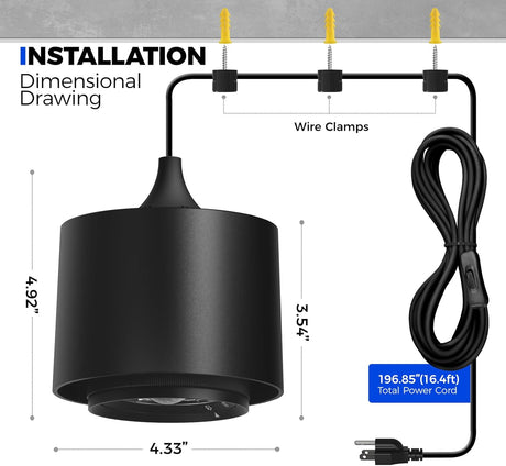 TR40 Hanging Grow Lights for Indoor Plants, 40W 5000K Full Spectrum, Adjustable Beam Angle (15°-60°), High PPFD, Spotlight Grow light with Timer for Indoor Growing, Large Tall Plant, Flowers ﻿