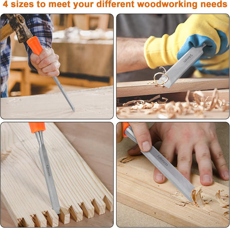 4 Piece Wood Chisel Sets Woodworking Tools Set, Wood Chisels + Upgraded Watt Meter Power Meter Plug Home Electricity Usage Monitor