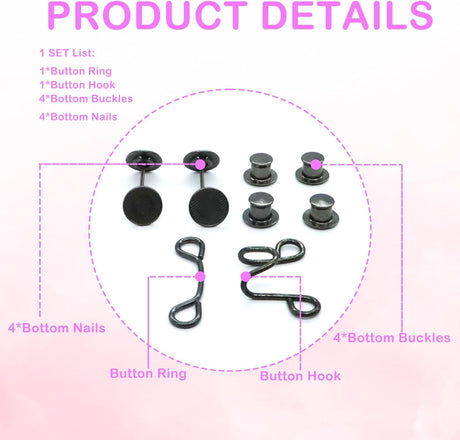 Adjustable Pant Waist Tightener,8 Set Jeans Pants Clips to Tighten Waist Buttons for Loose Jeans No Sewing Button Make Waistband Smaller Tightener for Women and Men(4 Colors)