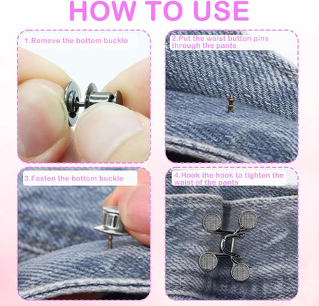 Adjustable Pant Waist Tightener,8 Set Jeans Pants Clips to Tighten Waist Buttons for Loose Jeans No Sewing Button Make Waistband Smaller Tightener for Women and Men(4 Colors)