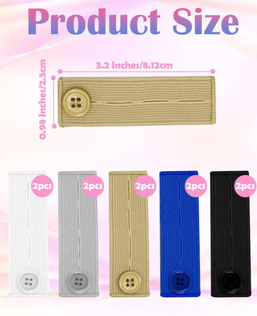 10Pcs Button Extenders for Jeans,Waistband Extenders for Women Men Pants Elastic Band Pants Button Extender Adjustable Waistband Extenders No Sew Jeans Waist Extension(5 Colors)