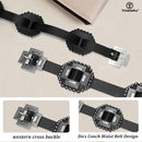 Women Western Concho Leather Belt Cowgirl Boho Belt Chunky for Dresses Concert Festival,Black,Fit Waist 23"-25"