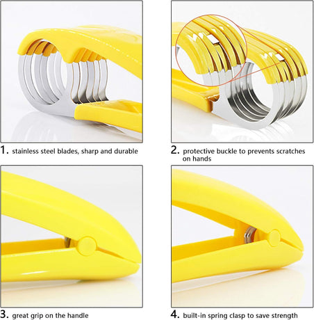 Banana Slicer,ABS + Stainless Steel Fruit and Vegetable Salad Peeler Cutter Kitchen Tools For Banana,Strawberry,Grape（1 pcs）