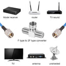 2 Pack Coaxial Cable Splitter, 2 in 1 Out TV Splitter, F Type RG6 Male to 2 Female, 3 Way Coaxial Cable Connector T Adapter for TV, Satellite, Antenna & Cable Box