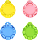4 PCS Pet Food Can Lids, Silicone Cat Dog Food Can Covers Lids, Universal Size, One fit 3 Standard Size Food Cans, Reusable and Washable Pet Food Covers (light blue, turquoise, pink, yellow)
