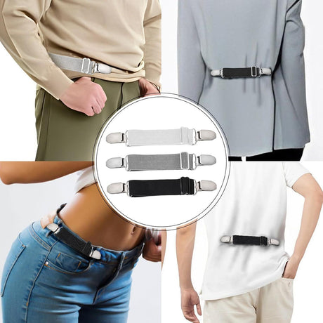 6 Pcs Adjustable Hip Elastic Belt, Elastic Band for Sewing Pant Waist Tightener Pant Belt Clip Women Men Back Cinch for Jeans Pants Dresses