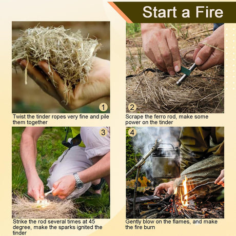 5 Pack Paracord Bracelet Flint Fire Starter Ferrocerium Rod Fire Steel,Parachute 550 Rope Outdoor Camping Hiking Emergency Survival Fire Starter Flint Stick DIY Kit
