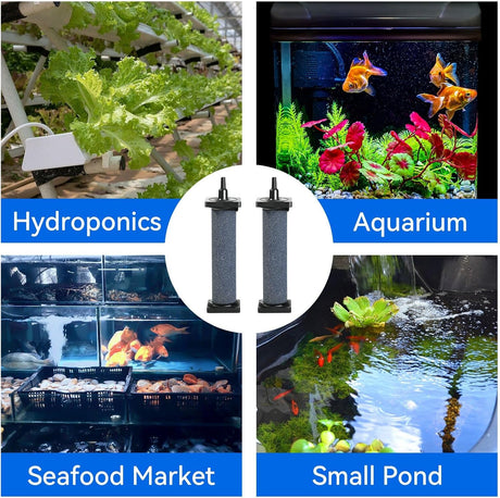 Aquarium 5 inch Air Stone Cylindrical 2 Pack, Large Airstone, Aerator Bubble Differ, Air Pump Accessories for Aquariums, Hydroponic, Ponds and Fish Tanks