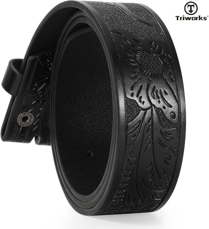 Western Belts for Men without Buckle Cowboy Cowgirl Leather Mens Belts for Jeans