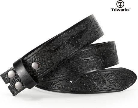Western Belts for Men without Buckle Cowboy Cowgirl Leather Mens Belts for Jeans