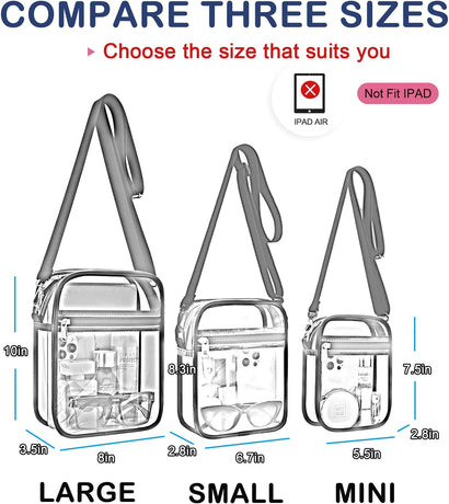 Clear Purse Stadium Transparent Messenger Bag Stadium Approved for Men and Women Clear CrossBody Bag