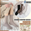 5 Pairs Women Merino Wool Boot Socks Warm Thermal Winter Thick Hiking Cozy Cabin Crew Comfy Socks for Ladies