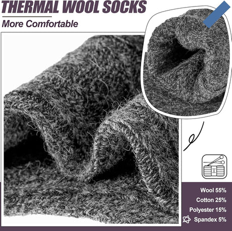 5 Pairs Merino Wool Socks for Women Thermal Warm Thick Winter Hiking Knit Cozy Crew Duty Work Soft Socks for Ladies