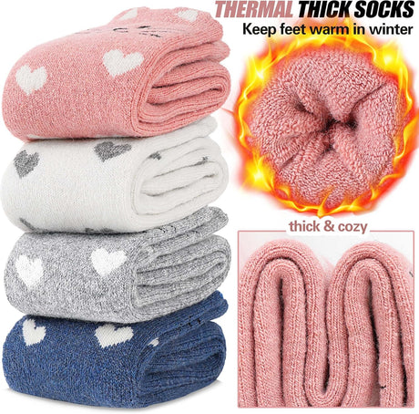 Merino Wool Cat Socks for Women Thermal Winter Warm Thick Cute Fun Cozy Crew Socks 5 Pairs