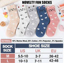 Merino Wool Cat Socks for Women Thermal Winter Warm Thick Cute Fun Cozy Crew Socks 5 Pairs