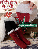 Slipper Fuzzy Socks for Women Fluffy Cozy Cabin Winter Warm Soft Fleece Comfy Thick Christmas Stocking Stuffer with Grips(Red)