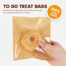 100 Pack Cookie Packaging Bags with Seal, 5.7x6.5 Inch Paper Bakery Bags with Window, Heat Sealable & Grease Resistant To Go Bake Sale Sleeves for Treat, Donut, Cake Slice, Scone, Brownie