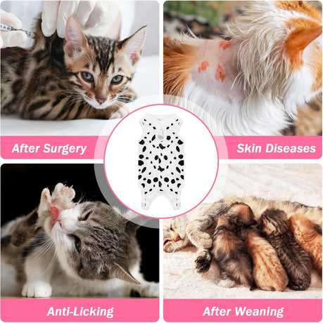 Cat Recovery Suit Female Cats Onesie for Cats, Breathable Cat Surgery Suit for Surgical Abdominal Wounds Skin Diseases, Cute Kitten Spay Recovery Suit E-Collar Alternative Anti Licking