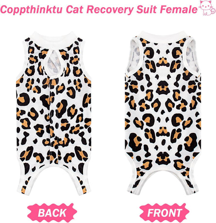 Cat Recovery Suit Female Cats Onesie for Cats, Breathable Cat Surgery Suit for Surgical Abdominal Wounds Skin Diseases, Cute Kitten Spay Recovery Suit E-Collar Alternative Anti Licking