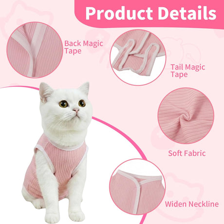 Cat Recovery Suit Cat Onesie, Breathable Anti-Licking Cat Surgery Recovery Suit Female, Kitten Spay Recovery Suit for Cats After Surgery, Cats Surgical Body Suits for Abdominal Wounds