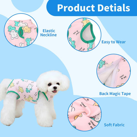 Recovery Suit for Dogs After Surgery, Breathable Dog Onesie Surgical Spay Suit for Female Dogs, Cute Dog Surgery Recovery Suit