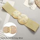 Wide Stretchy Belts for Women Dresses Elastic Waist Cinch Womens Belt with Gold Buckle