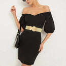 Wide Stretchy Belts for Women Dresses Elastic Waist Cinch Womens Belt with Gold Buckle
