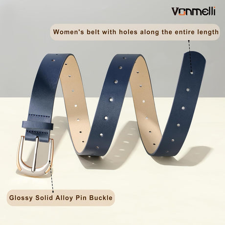 Women Leather Belt for Pants Jeans Dresses Ladies Belts with Fashion Gold Silver Buckle