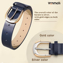 Women Leather Belt for Pants Jeans Dresses Ladies Belts with Fashion Gold Silver Buckle