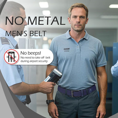 Braided Stretch Golf Belt for Men, No Metal TSA Elastic Stretch Braided Belt Men