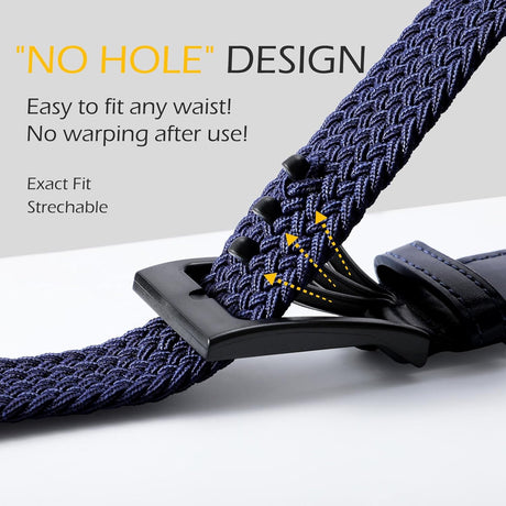 Braided Stretch Golf Belt for Men, No Metal TSA Elastic Stretch Braided Belt Men