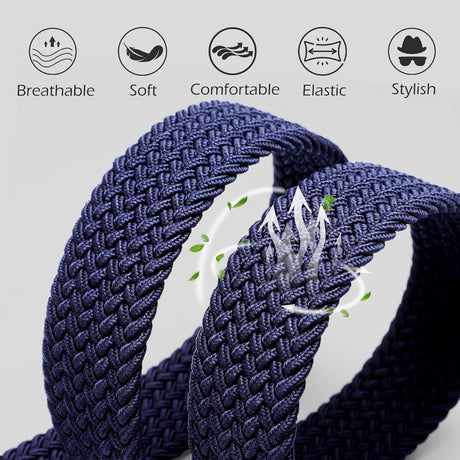 Braided Stretch Golf Belt for Men, No Metal TSA Elastic Stretch Braided Belt Men
