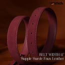 Womens Suede Belt for Jeans Dresses Burgundy Ladies Leather Waist Belts with Vintage Gold Buckle, M