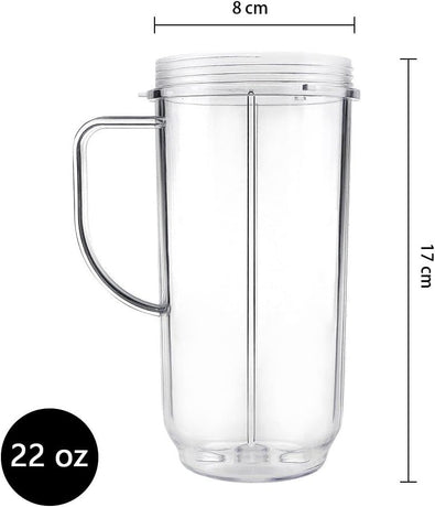 QT Tall 22oz Replacement Part Cup Mug with handle compatible with 250w Magic Bullet On-The-Go Mug