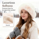 Womens Winter Faux Fur Bucket Hat, Thick Fluffy Fisherman, Winter Warmer Cap for Women