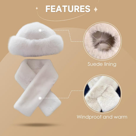 Womens Winter Faux Fur Bucket Hat, Thick Fluffy Fisherman, Winter Warmer Cap for Women