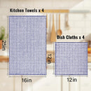 Homaxy 100% Cotton Kitchen Towels and Dishcloths Set(12 x 12 Inches and 13 x 28 Inches, 8 Pack, Dark Grey), Kitchen Towels and Dishcloths Set (16 x 25 and 12 x 12 Inches,8 Pack, Blue/Yellow/Red/Green)