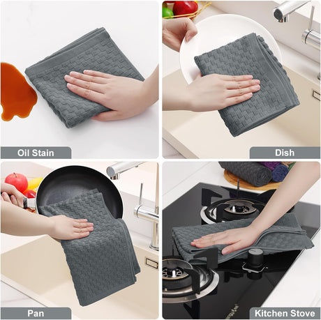 Homaxy Kitchen Towels and Dishcloths Set, 12 x 12 and 13 x 28 Inches, Set of 8 Bulk Cotton Terry Kitchen Towels Set and Terry Kitchen Towels(15