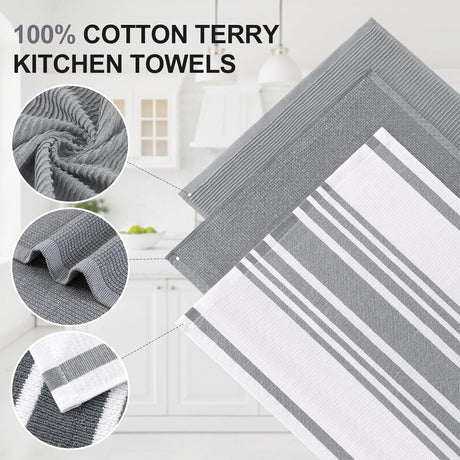 Homaxy Dishcloths Set, 12 x 12 Inches and 13 x 28 Inches, Set of 8 Bulk Kitchen Towels Set, Dark Grey and Premium Kitchen Towels(18”x 28”, 6 Pack), Grey