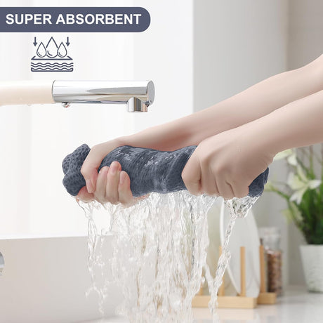 Homaxy Dishcloths Set, 12 x 12 Inches and 13 x 28 Inches, Set of 8 Bulk Kitchen Towels Set, Dark Grey and Premium Kitchen Towels(18”x 28”, 6 Pack), Grey
