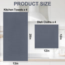 Homaxy Dishcloths Set, 12 x 12 Inches and 13 x 28 Inches, Set of 8 Bulk Kitchen Towels Set, Dark Grey and Premium Kitchen Towels(18”x 28”, 6 Pack), Grey