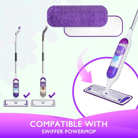 Reusable Power Mop Refills Pads Compatible with Swiffer PowerMop Mop - Power Mop Pads Refill - Washable Microfiber Pads for Multi-Surface Floor Cleaning, 4 Pack+3 Pack