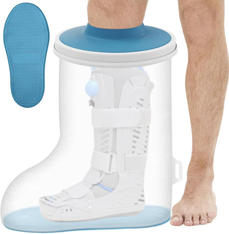 Waterproof Extra Wide Cast Covers for Shower Leg, Extra Large Foot Cast Protector with Non-Slip Bottom, Reable Leg Cast Cover for Pl Size Adults Large Casts Surgery Shower Boots