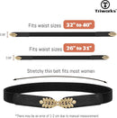 4 Pack Women Skinny Elastic Belt Ladies Fashion Leaf Alloy Buckle Stretchy Thin Waist Belt for Dresses