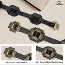 Women Western Concho Leather Belt Cowgirl Boho Belt Chunky for Dresses Concert Festival