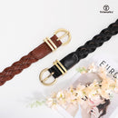 2 Pack Women's Skinny Braided Leather Belts Thin Woven Waist Belts for Jeans Pants Dresses