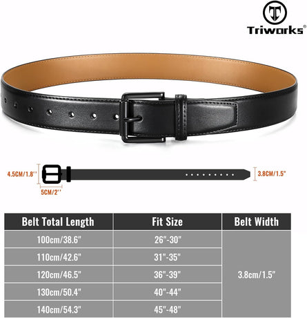 Men Genuine Leather Belt Mens Dress Belt Pin Buckle for Jeans Pants