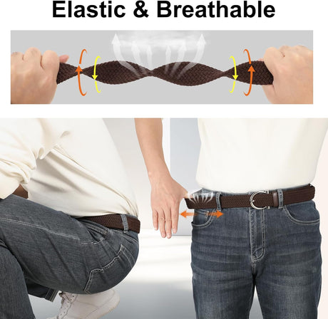 Golf Belts for Men, Nylon Web Braided Stretch Belt, 1.38